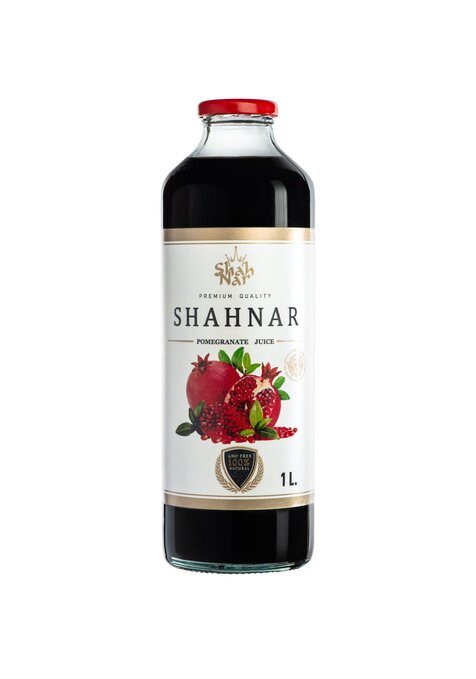 Fľaša 100% šťavy z granátových jabĺk ShahNar, 1 liter